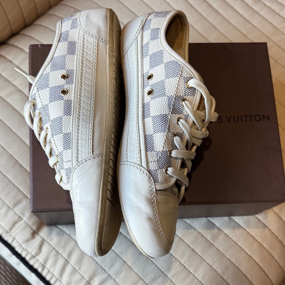Louis Vuitton Cream and Gray Women's Sneakers - Picture 7 of 8